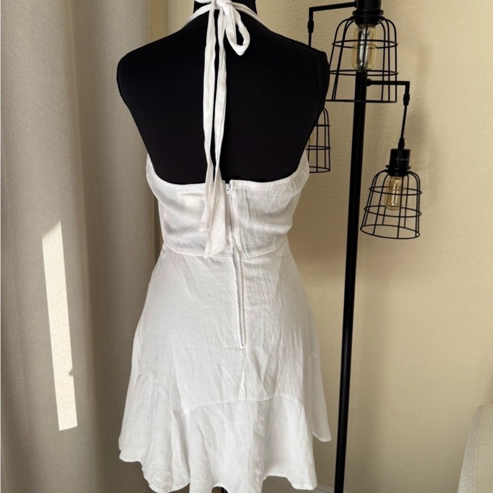 Altar’d State White Halter Mini Dress S Backless Summer Bridal Boho - Picture 6 of 9